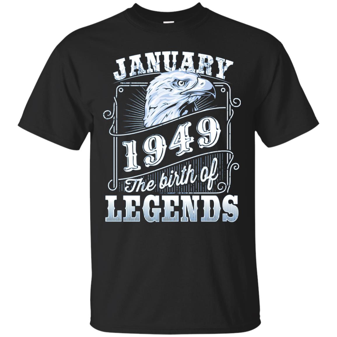 69th Birthday T-shirt January 1949 Birth Of Legend Black