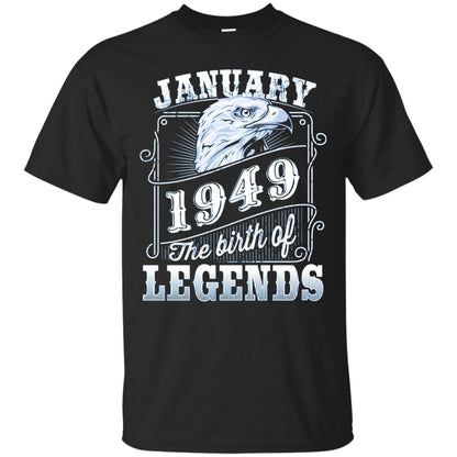 69th Birthday T-shirt January 1949 Birth Of Legend Black
