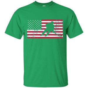 Hockey T-shirt American Flag Usa Patriotic Ice Skating