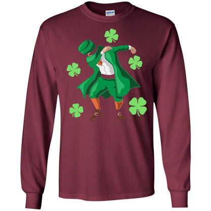 Funny Dabbing Leprechaun St. Patricks Day T-shirt Maroon
