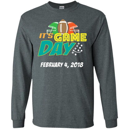 Football Lover T-shirt It_s Game Day February 4 2018 T-shirt Dark Heather