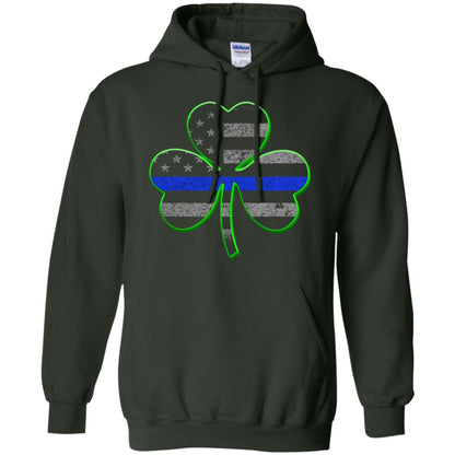 Thin Blue Line St Patrick_s Day Clover T-shirt Forest Green