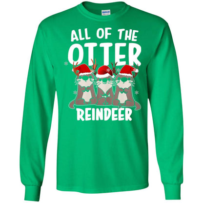 Christmas T-shirt All Of The Otter Reindeer Irish Green
