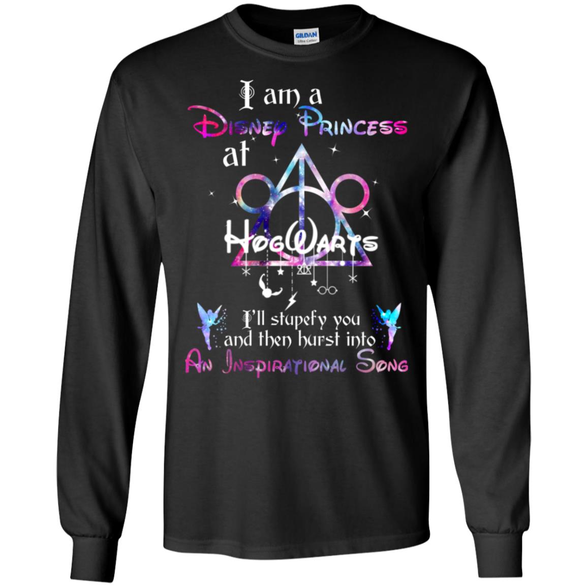 I Am A Disney Pricess At Hogwarts Harry Potter Shirt= G240 Gildan LS Ultra Cotton T-Shirt Black