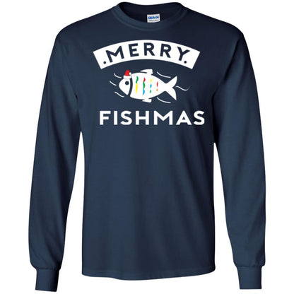 Merry Christmas Fisherman T-shirt Merry Fishmas Navy