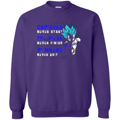Cowards Never Start The Weak Never Finish Comic T-shirt Purple