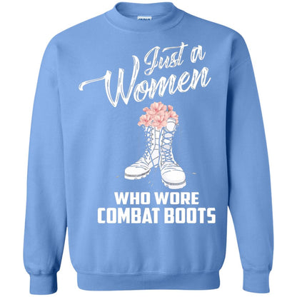 Just A Woman Who Wore Combat Boots Female Veteran T-shirt Carolina Blue
