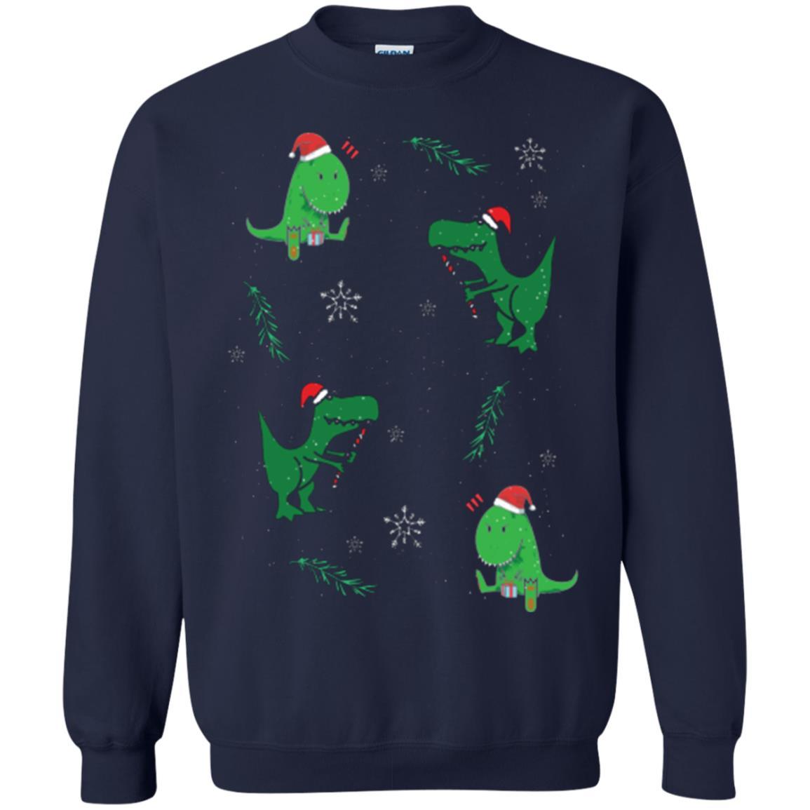 Funny Christmas T-shirt Merry Christmas Dinosaur Navy