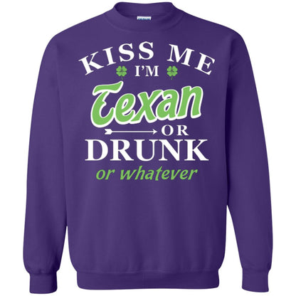 Saint Patrick's Day T-shirt Kiss Me I_m Texan Or Drunk Or Whatever Purple