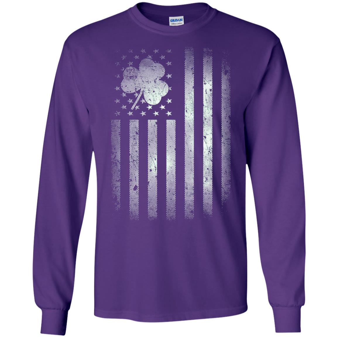 Vintage Irish American Shamrock Flag St Patricks Day T-shirt Purple