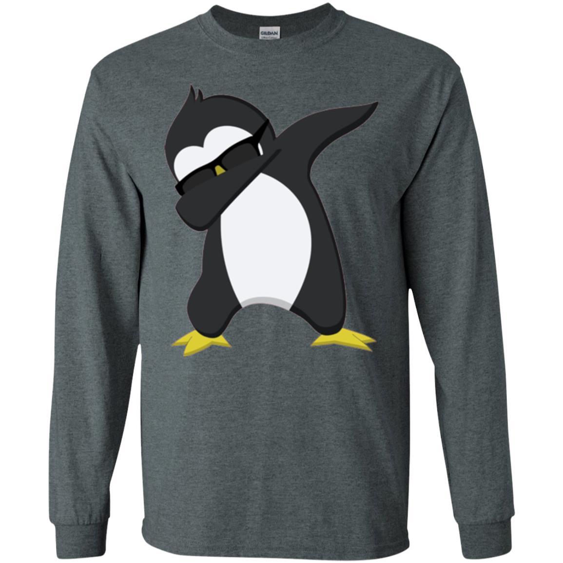 Christmas T-shirt Dabbing Penguin T-shirt Dark Heather