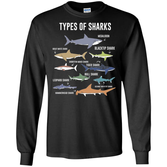 Shark Lovers T-shirt 9 Types Of Sharks Ocean Black