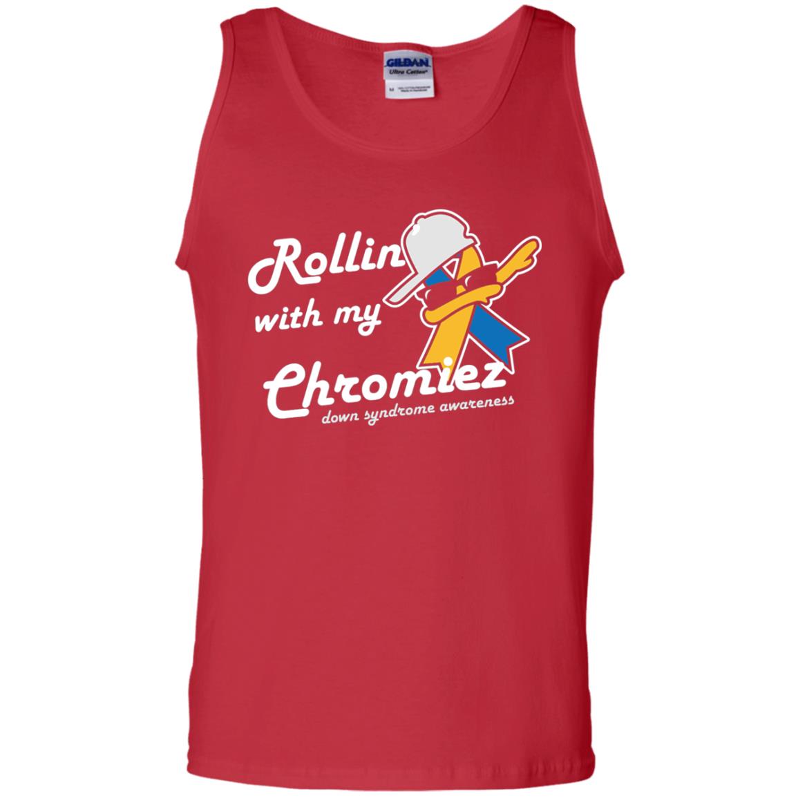 Rolling With My Ehromiez Down Syndrome Awareness T-shirt Red