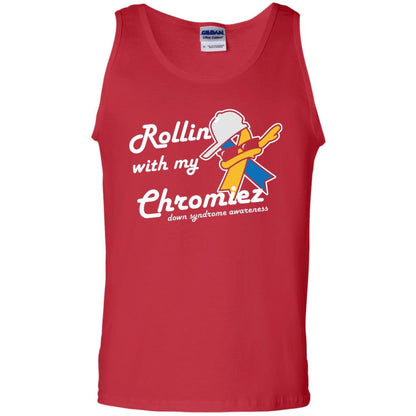 Rolling With My Ehromiez Down Syndrome Awareness T-shirt Red