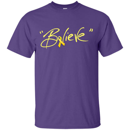 Sarcoma Bone Bladder Cancer Awareness Shirt Yellow Ribbon Believe Purple