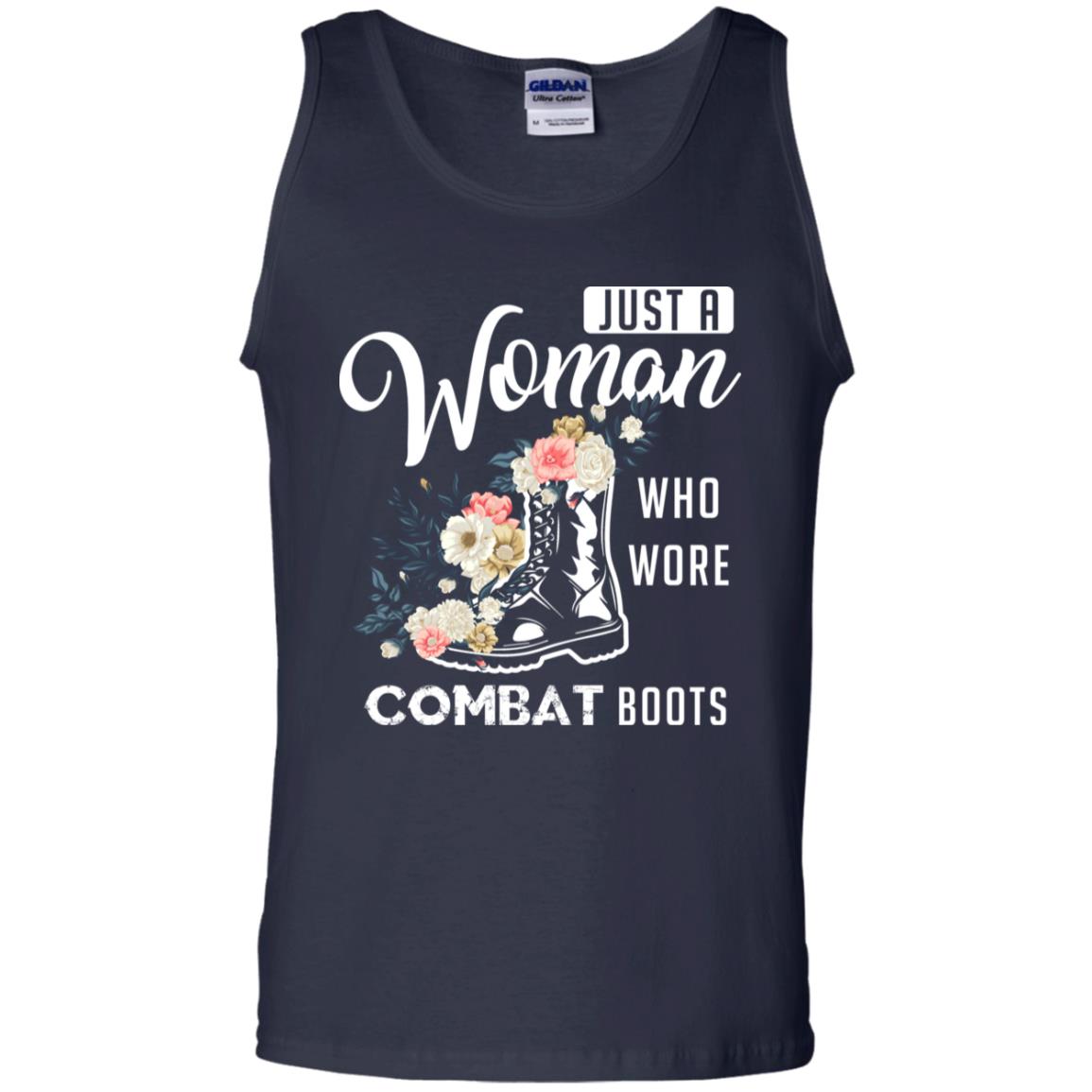 Just A Woman Who More Combat Boots Female Veteran T-shirt Navy