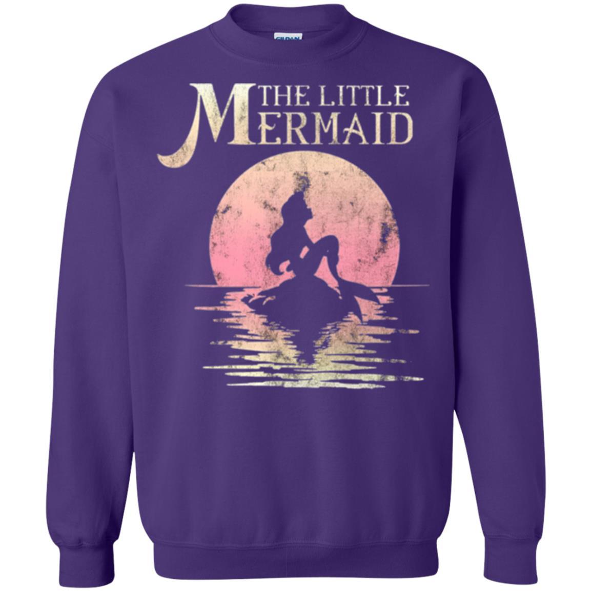 Cartoon T-shirt The Little Mermaid Ariel Rock Moon Silhouette Purple