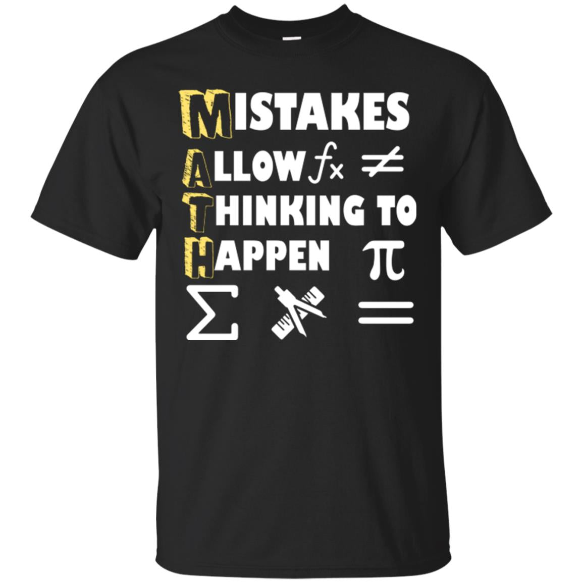 Math Lover T-shirt Mistakes Allow Thinking To Happen Black