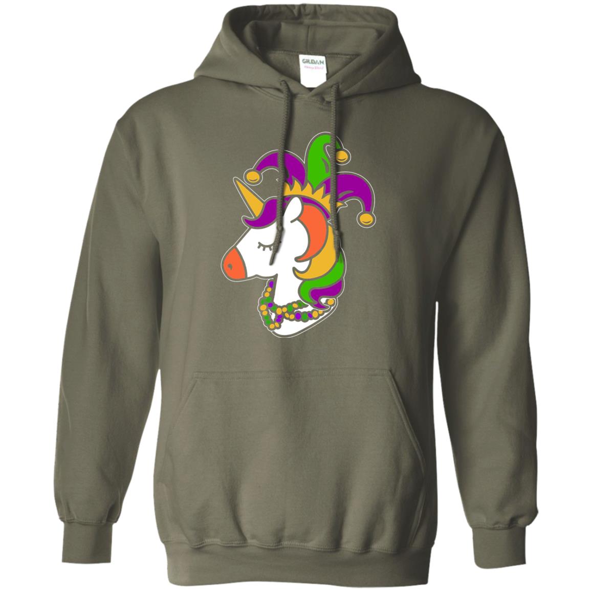 Unicorn Funny Mardi Gras T-shirt Military Green