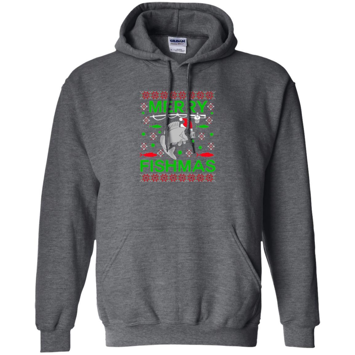 Christmas T-shirt Merry Fishmas Merry Christmas Fisherman Dark Heather