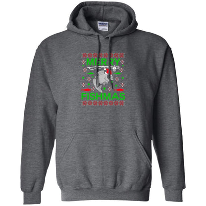 Christmas T-shirt Merry Fishmas Merry Christmas Fisherman Dark Heather