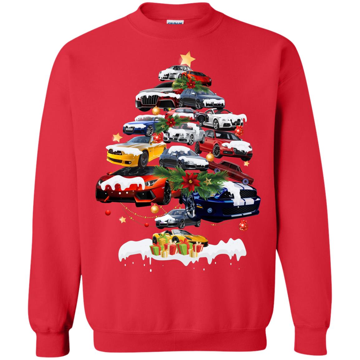 Cars Christmas Tree X-mas Gift Shirt For Mens Or Womens Red