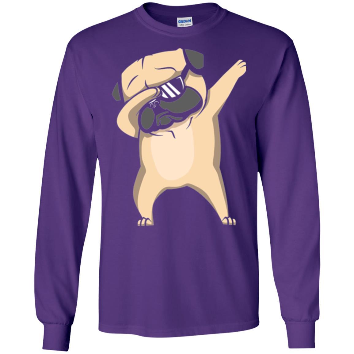 Dog Lover T-shirt Dabbing Pug T-shirt Purple