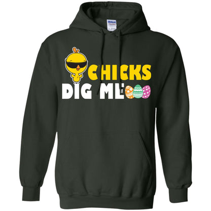 Chicks Dig Me Funny Chicken Shirt For Easter Day Forest Green