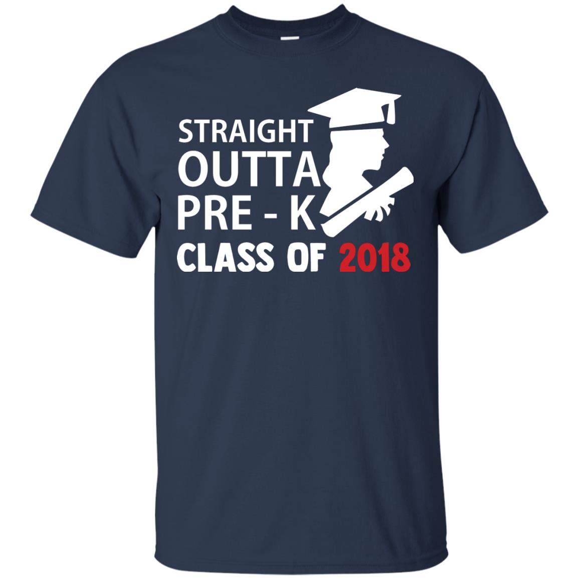 Straight Outta Pre-k Class Of 2018 Preschool Graduation Shirt Navy