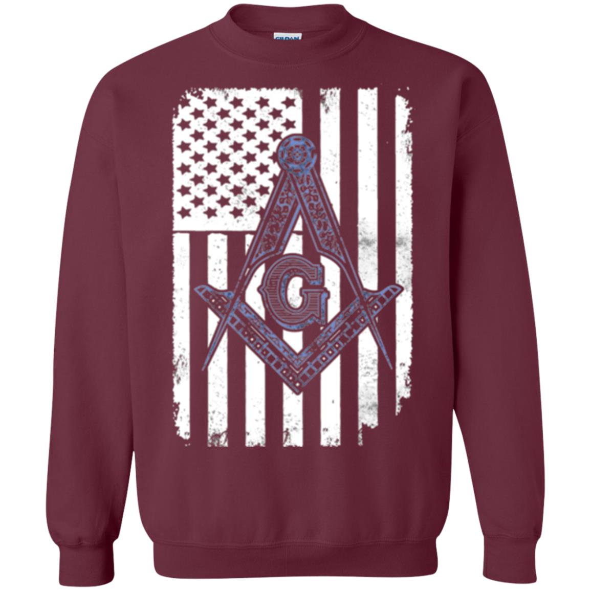 Freemason Usa Flag Logo Freemasonry America T-shirt Maroon