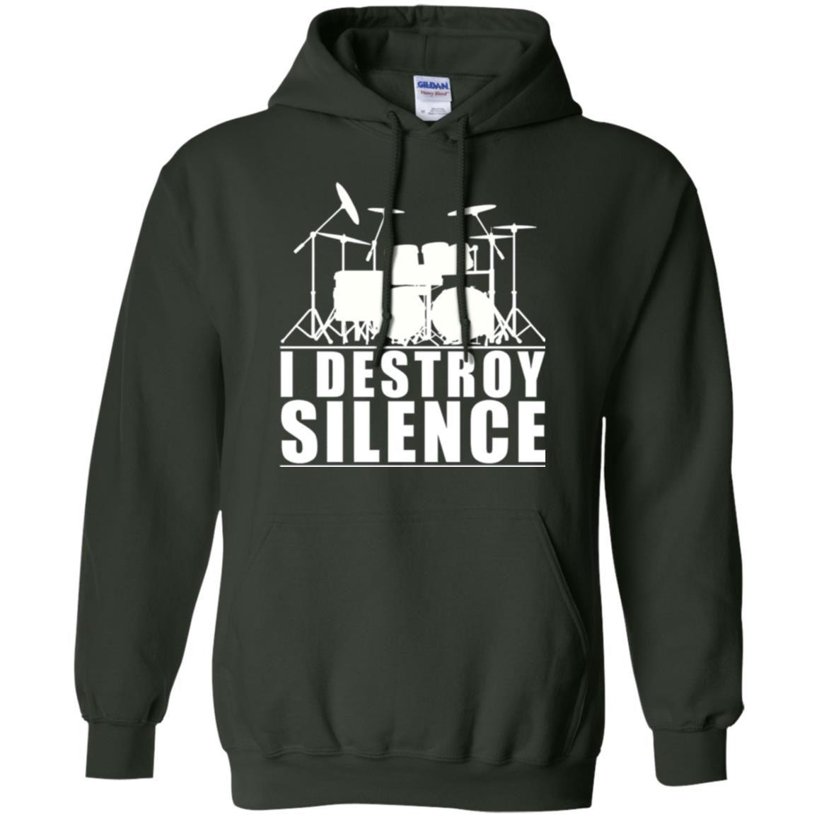 Drums Lover T-shirt I Destroy Silence Forest Green