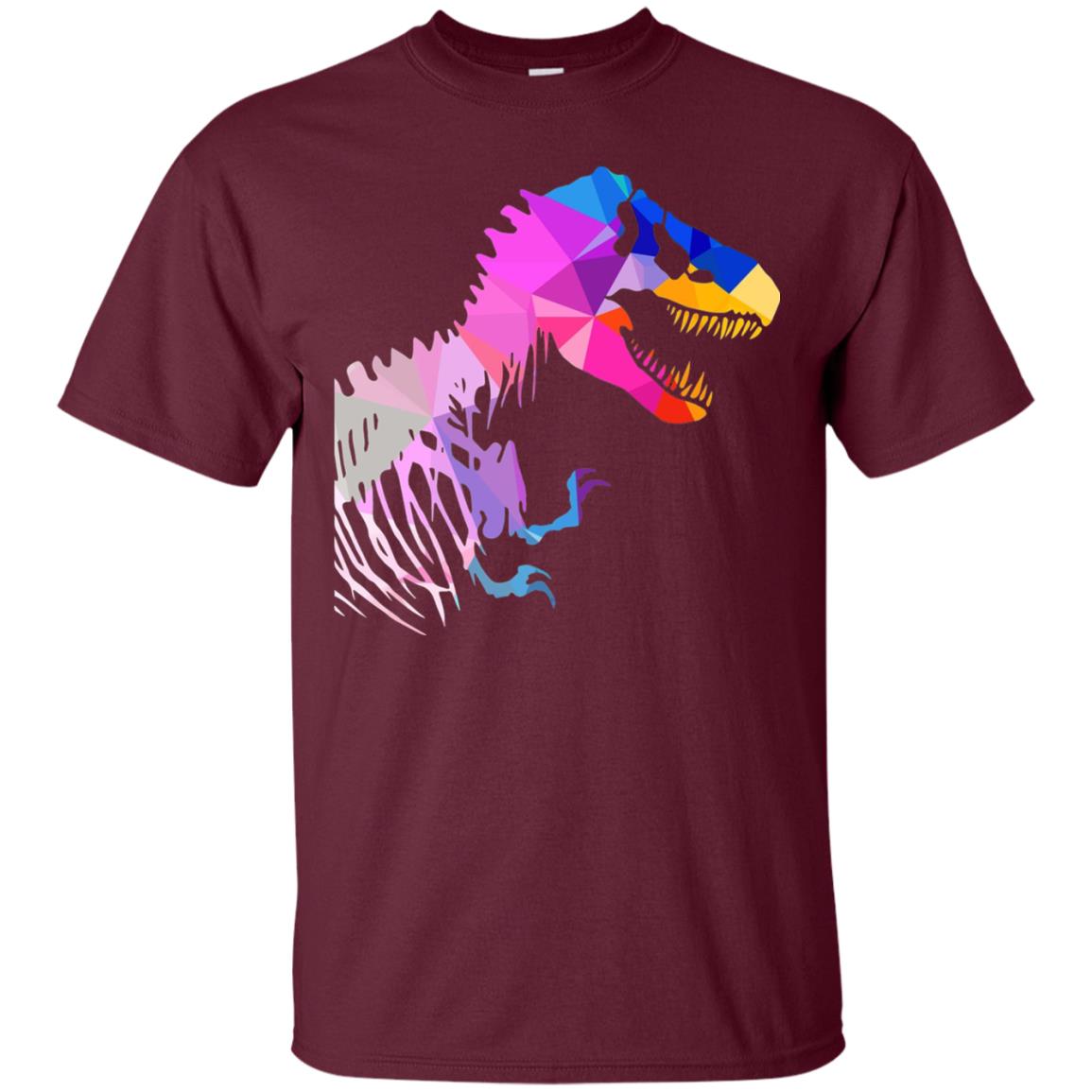 Geometric Abstract Triangular Pattern Dinosaur T-shirt Maroon