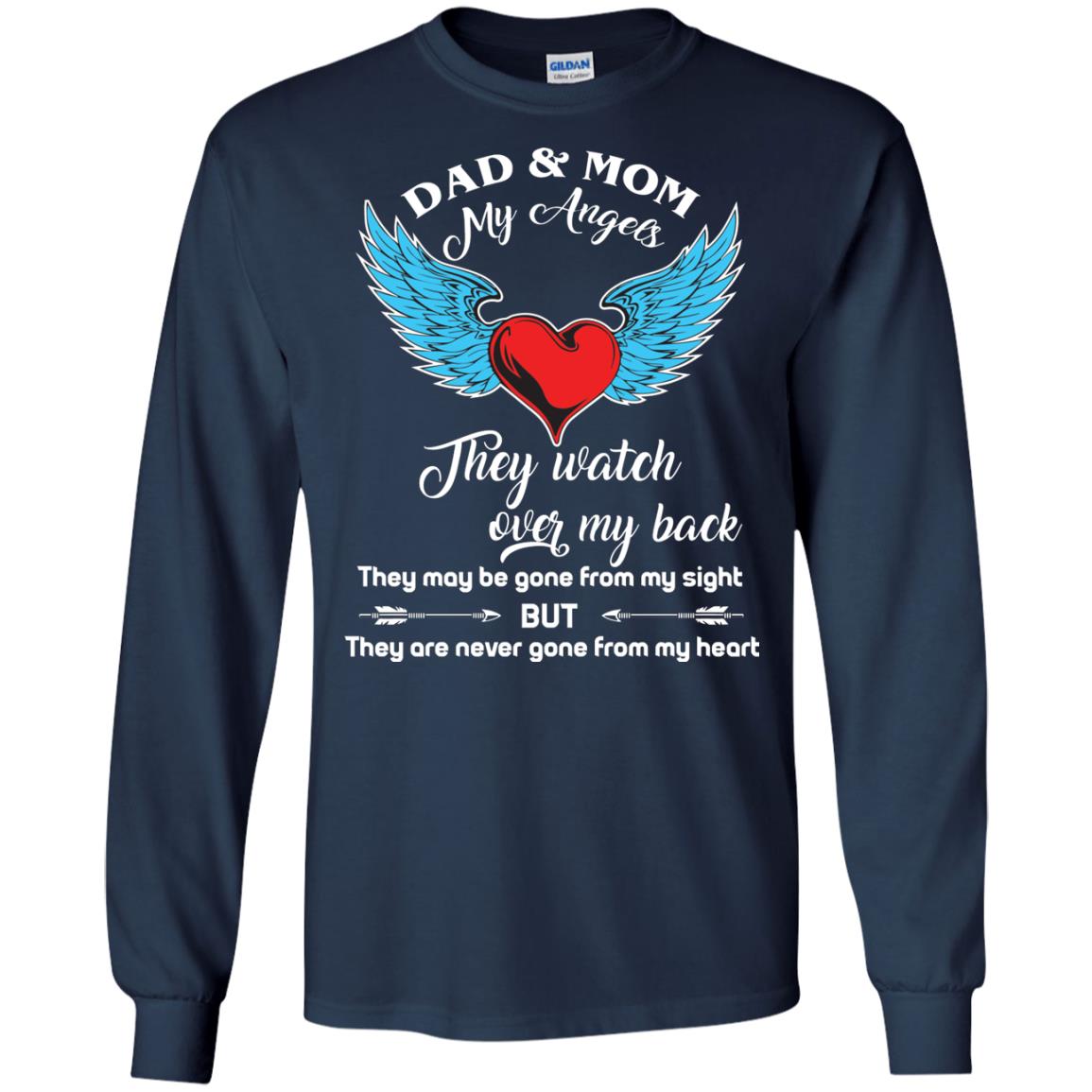 Dad And Mom My Angels They Watch Over My Back Family T-shirt Navy