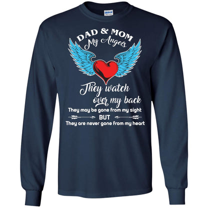 Dad And Mom My Angels They Watch Over My Back Family T-shirt Navy