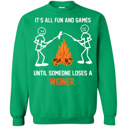 Camper T-shirt It’s All Fun And Games Until Someone Loses A Weiner Irish Green