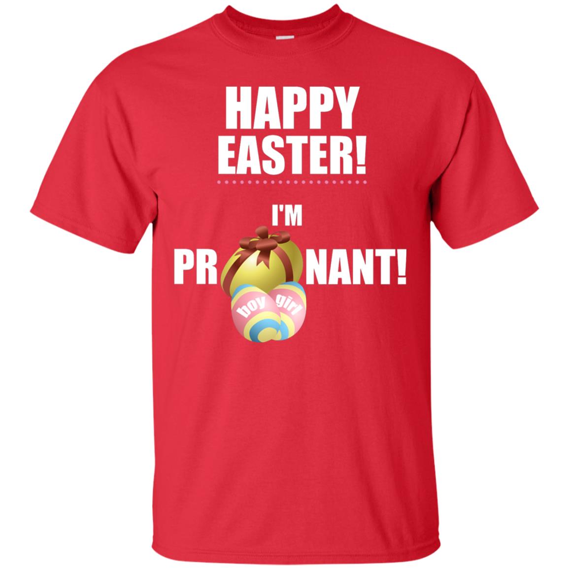 Happy Easter I Am Pregnant Pregnancy Announcement Shirt Red