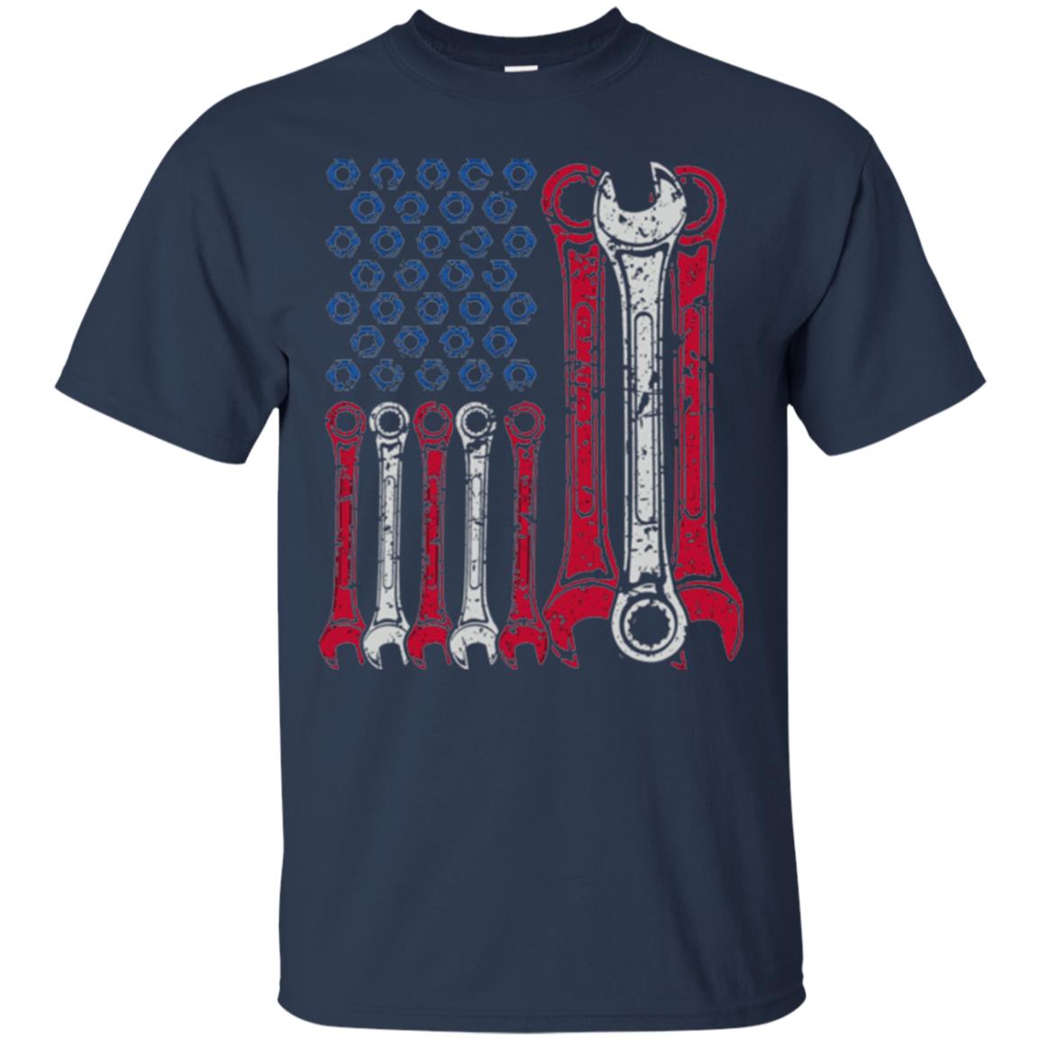 Mechanic T-shirt Usa Red White Blue American Flag Navy