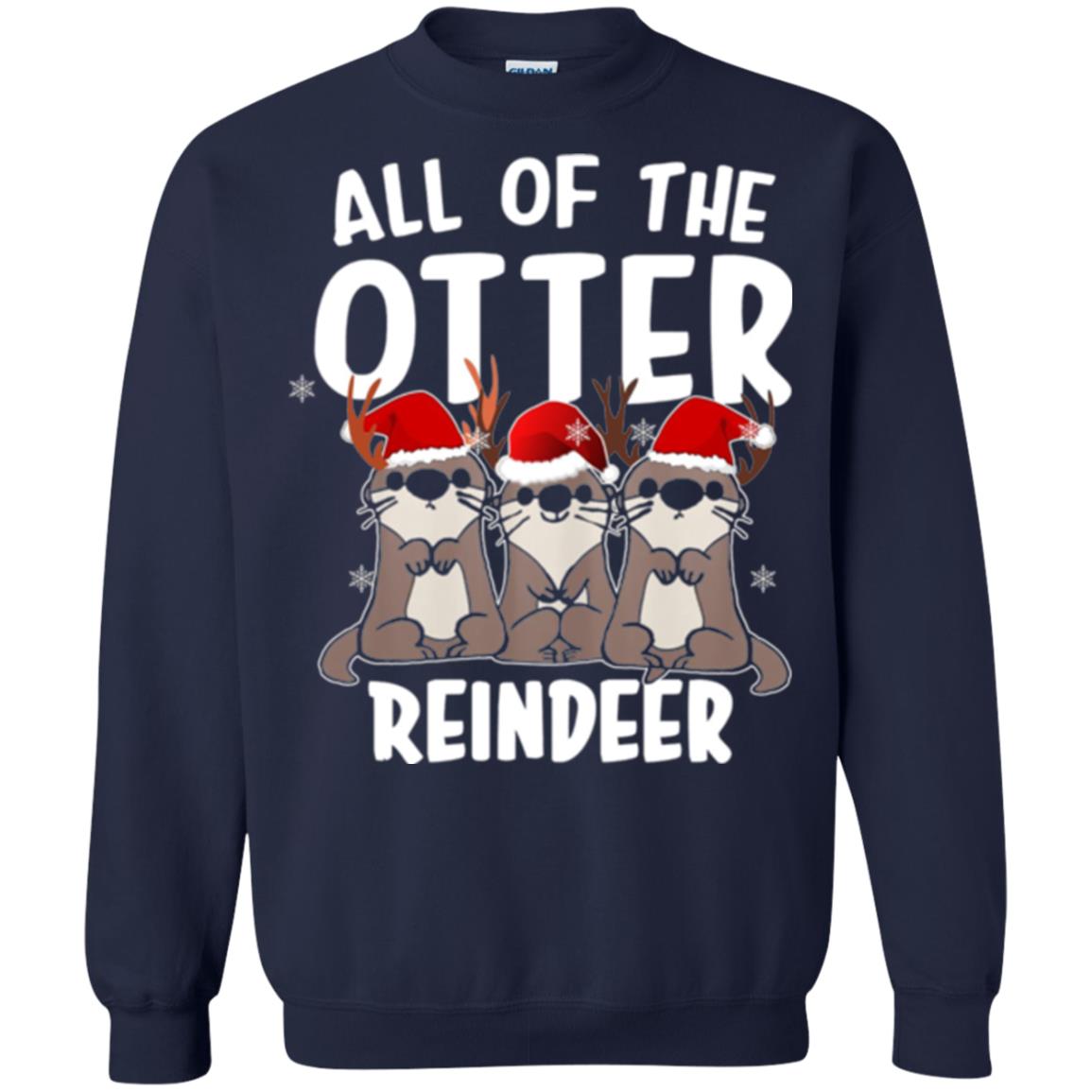 Christmas T-shirt All Of The Otter Reindeer Navy