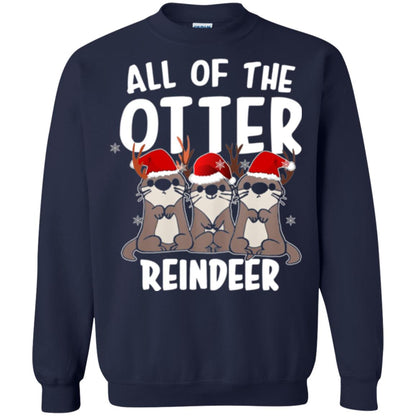 Christmas T-shirt All Of The Otter Reindeer Navy