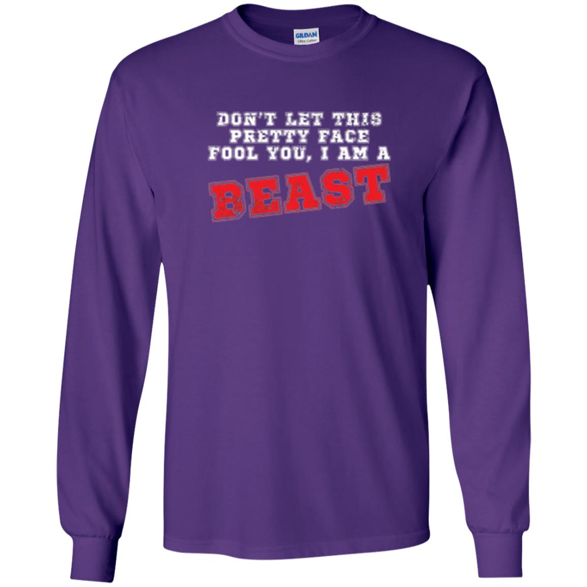 Wrestling T-shirt Don_t Let This Pretty Face Fool You Purple