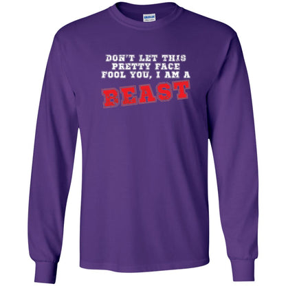 Wrestling T-shirt Don_t Let This Pretty Face Fool You Purple