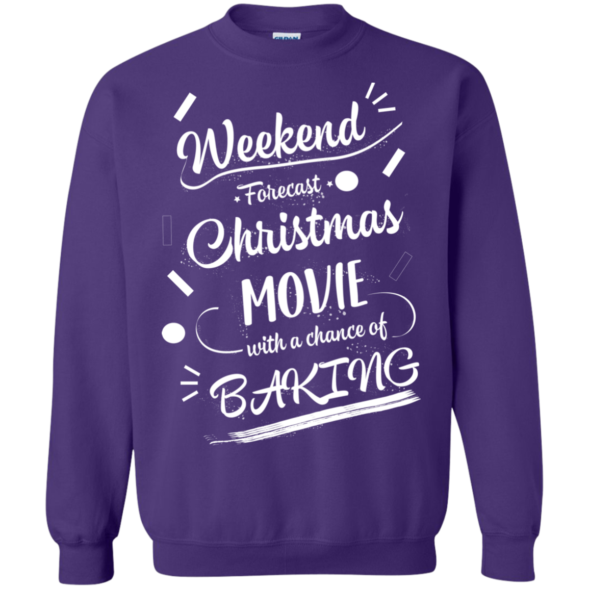 Christmas T-shirt Weekend Forecast Christmas Movie With A Chance Of Baking Purple