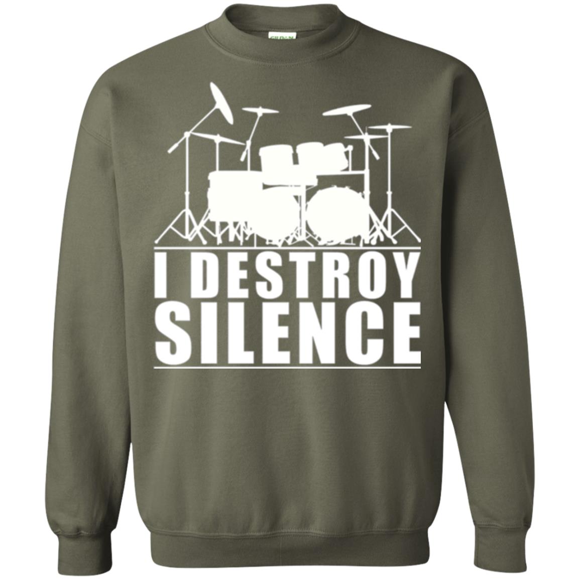 Drums Lover T-shirt I Destroy Silence Military Green