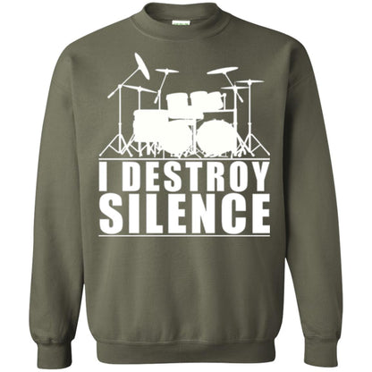 Drums Lover T-shirt I Destroy Silence Military Green