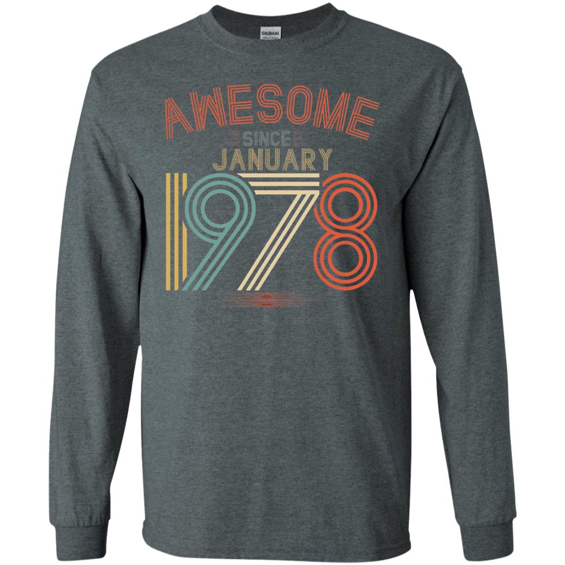 Funny 40th Birthday T-shirt Awesome Since January 1978 Dark Heather
