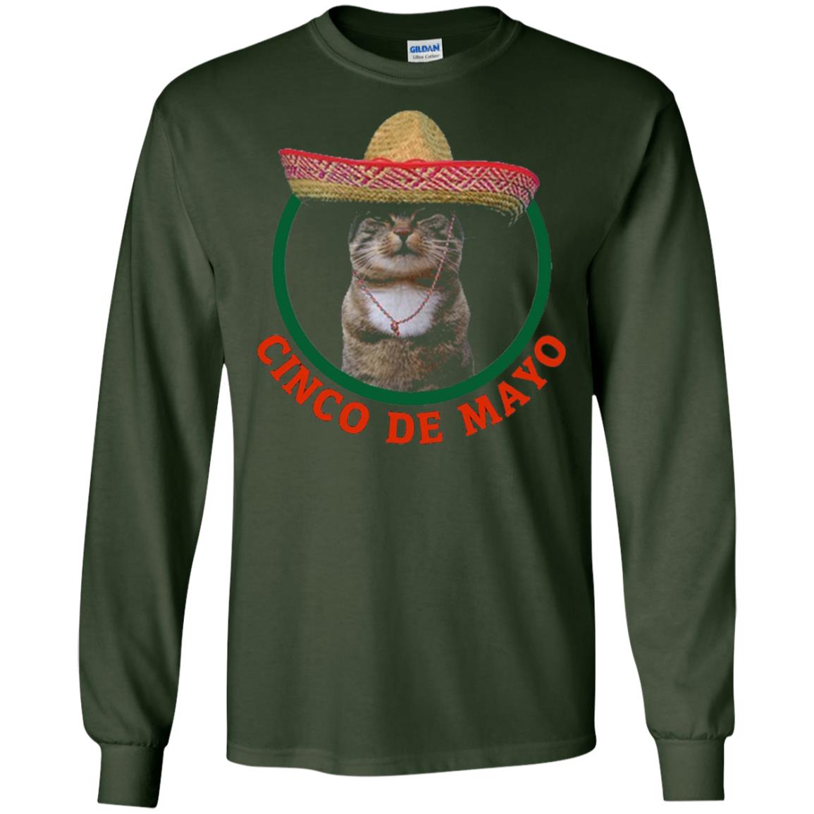 Cinco De Mayo Kitty Cat Funny Cute Meow Sombrero T-shirt Forest Green