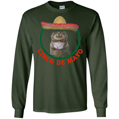 Cinco De Mayo Kitty Cat Funny Cute Meow Sombrero T-shirt Forest Green