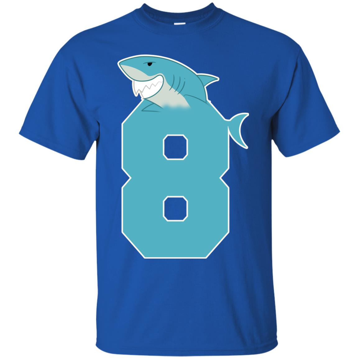 8th Birthday Shark Party Shirt Royal
