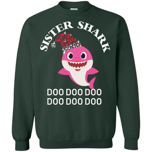 Sister Shark With Santa Claus Hat Merry X-mas Family Shark Gift ShirtG180 Gildan Crewneck Pullover Sweatshirt 8 oz.