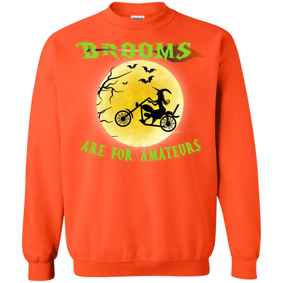 Brooms Are For Amateurs Witches Ride A Motorcycle Funny Halloween Shirt Orange